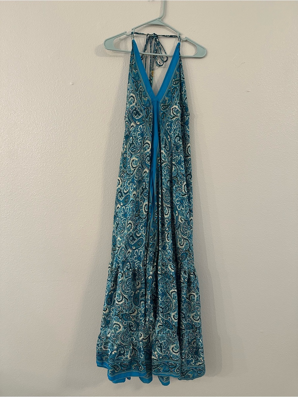 Blue Paisley Halter Maxi Dress